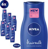 NIVEA Hairmilk voor Fijn Haar - 6 x 250 ml - Voordeelverpakking - Shampoo