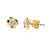 The Jewelry Collection Oorknoppen Bloem Zirkonia - Geelgoud