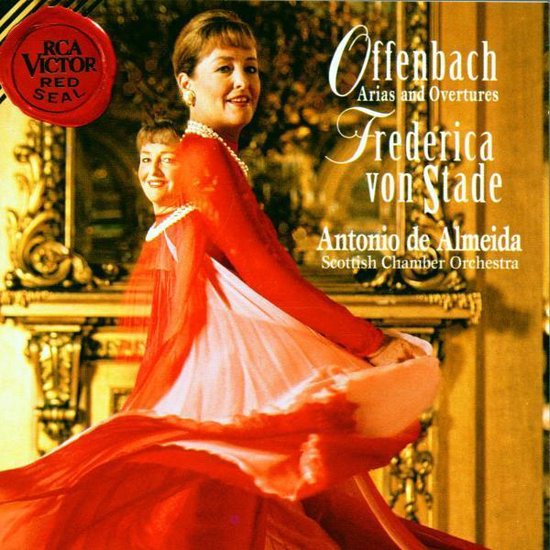 Frederica von Stade draagt een rode jurk, RCA Victor Red Seal.