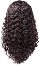 Pruiken dames - echt haar/ Front Lace Wig_100% Human Hair_ Braziliaanse Deep Curly, 24inch Pre Geplukt met Baby Haar