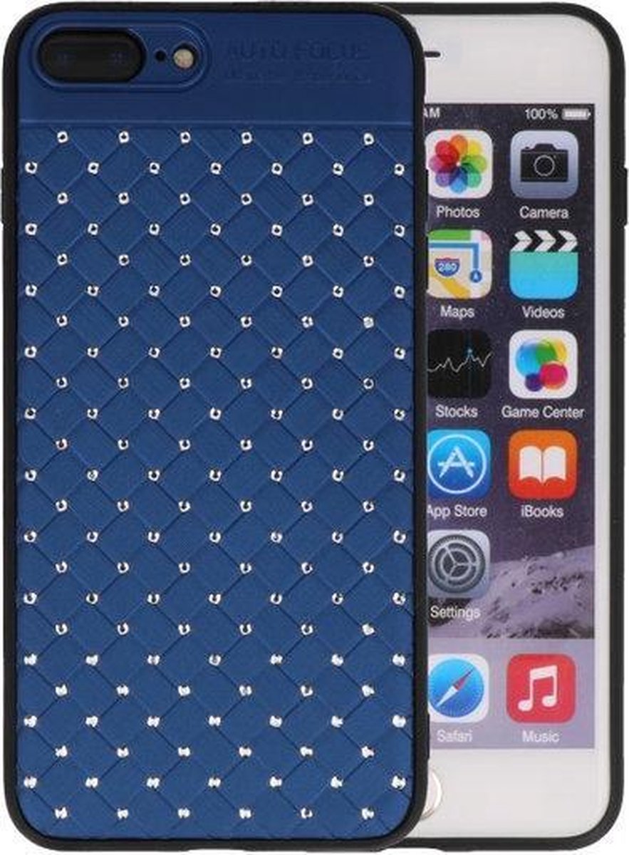 Blauw Diamand Geweven hard case hoesje voor Apple iPhone 7 Plus / 8 Plus