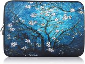 Laptop Sleeve met bloemen tot 15 inch – 37 x 26 x 1,5 cm - Blauw