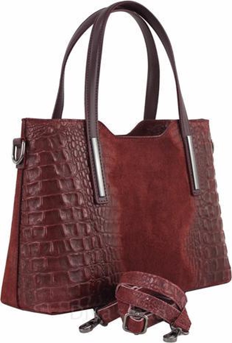 AMBRA Moda GL005 - Italiaanse leren handtas, schoudertas, hobo tas voor vrouwen (Fuchsia