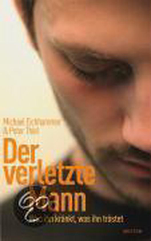 Boek 'Der verletzte Mann'. Close-up van een deel van een mannengezicht.