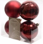Onbreekbare donker rode kerstballen 10 cm - 8 stuks - kerstversiering