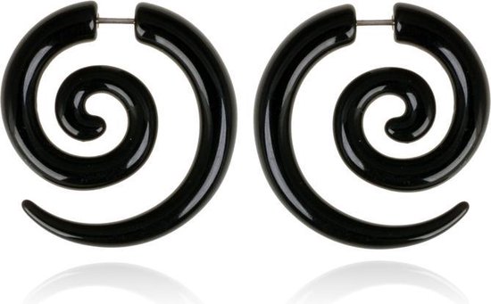 Boucles d'oreilles tribal en os Black Spiral | bol.com