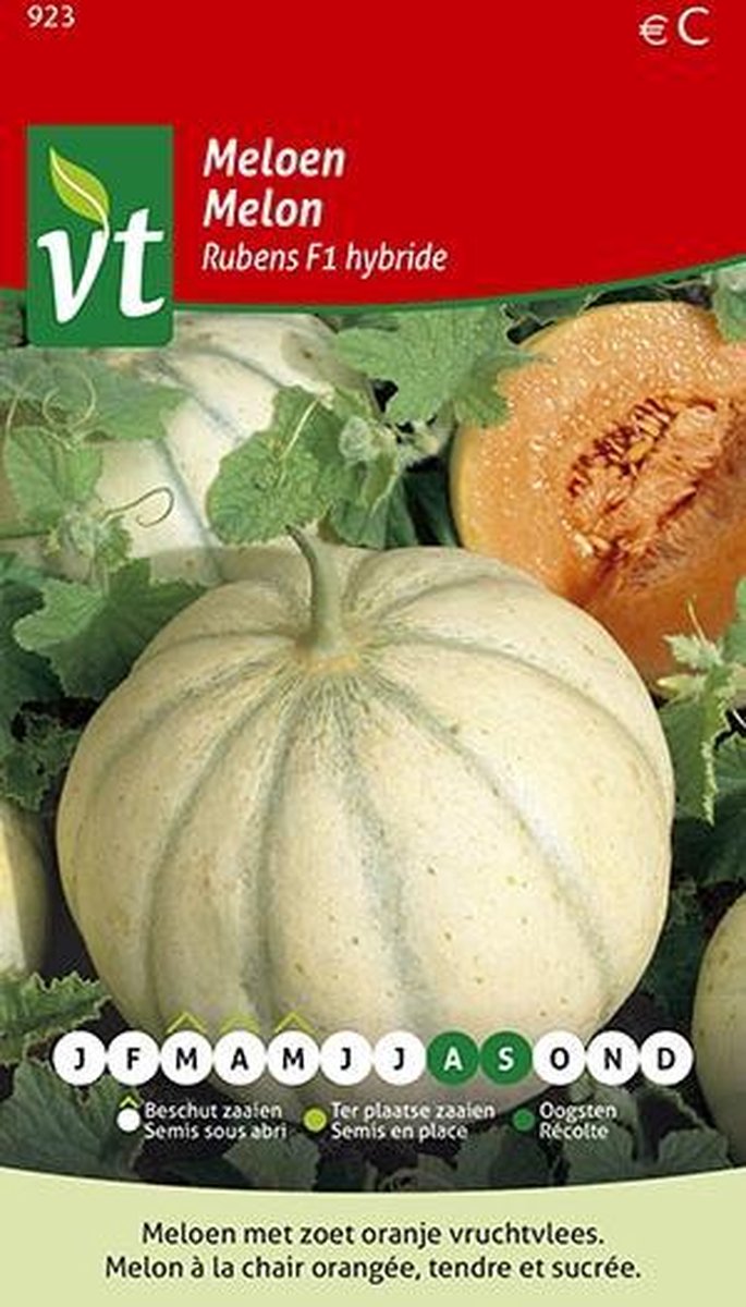 Meloen Rubens F1 Hybride - Een Charentais type meloen met sappig, zoet oranje vruchtvlees.