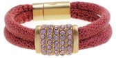 Roze armband met magneet sluiting 18cm lengte, met een facet geslepen glasstenen