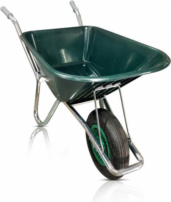 Brouette De Jardin 2 Roues 100 Kg Capacité - Cadre Métal, Bac Polypropylène, Pneus Gonflables 35.5 Cm - 6