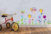 Muursticker roze bloemen, vlinders en uilen kinderkamer - babykamer