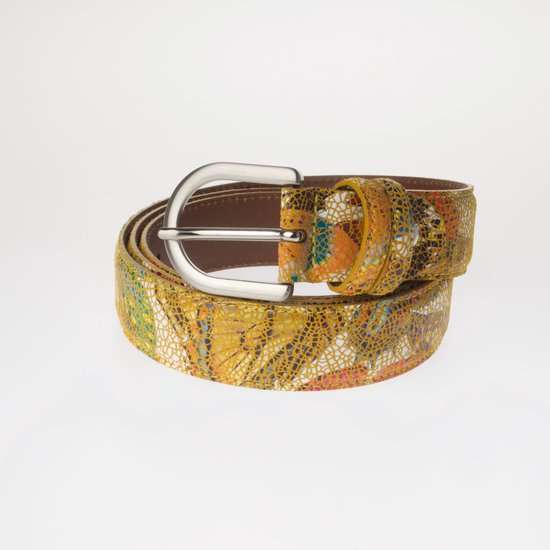 Dames Riem Mosaico Giallo– Italiaans Design – Geel/Veelkleurig – 75cm