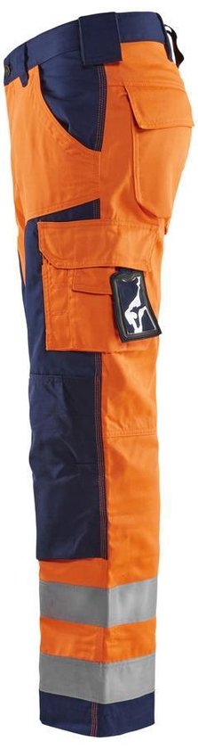 Blåkläder 1566-1811 Pantalon de travail haute visibilité classe 2 Oranje/ Bleu marine taille 50