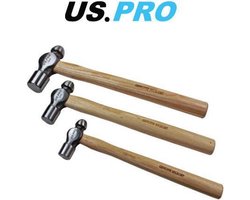Bolhamer-set / Bolkop hamerset met hickory steel 3-delig
