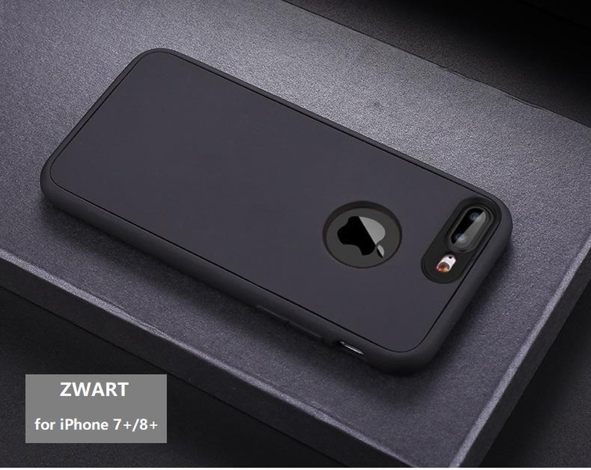 360-graden Frosting TPU Beschermhoesje Set voor iPhone 8 Plus / 7 Plus _ Zwart