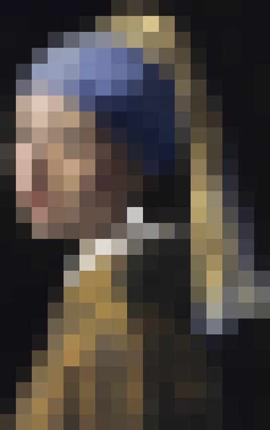 Meisje met de parel | Pixel Art | Johannes Vermeer | Canvasdoek | Wanddecoratie | 60CM x 90CM | Schilderij