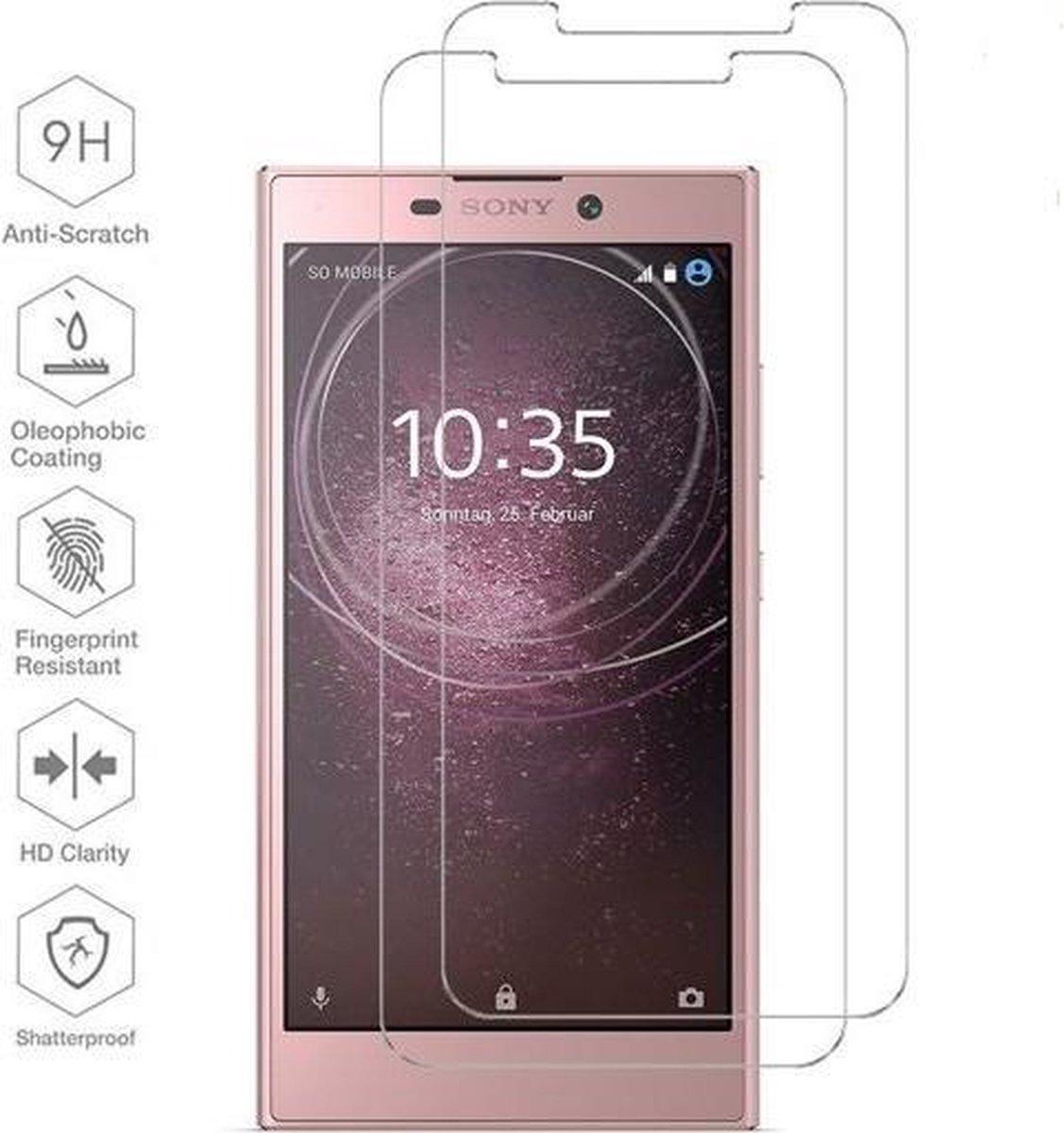 2 Pack - Sony Xperia L2 Beschermglas Screen Protector / Glazen Tempered Glass