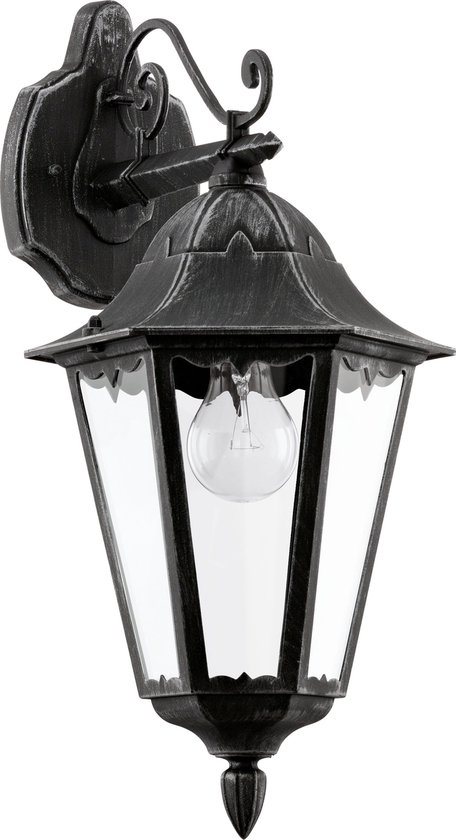 EGLO Navedo - Buitenverlichting - Wandlamp - 1 Lichts - Zwart, Zilver-Patina