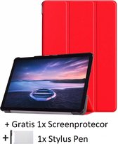 Smart Cover Book Case Hoes Geschikt Voor Samsung Galaxy Tab A 10.5 Inch (2018) T590/T595 - Tri-Fold Multi-Stand Flip Sleeve - Rood