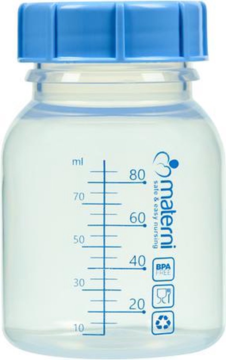 35x Materni Moedermelkflesje 80 ml met dop tbv borstvoeding - Materni