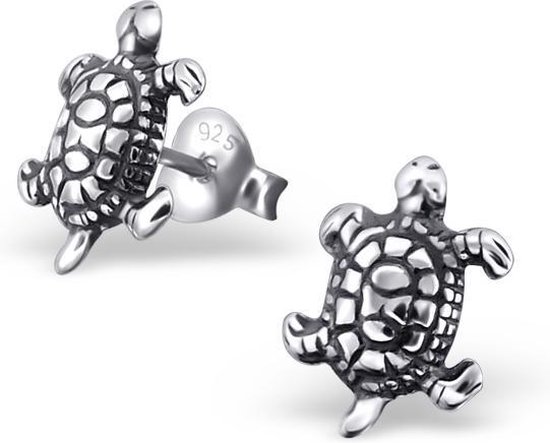 Oorbellen zilver schildpad geoxideerd | bol.com