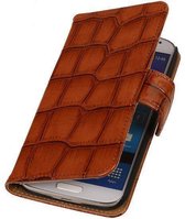 Bruin Croco Design Book Cover Hoesje Galaxy S4 I9500