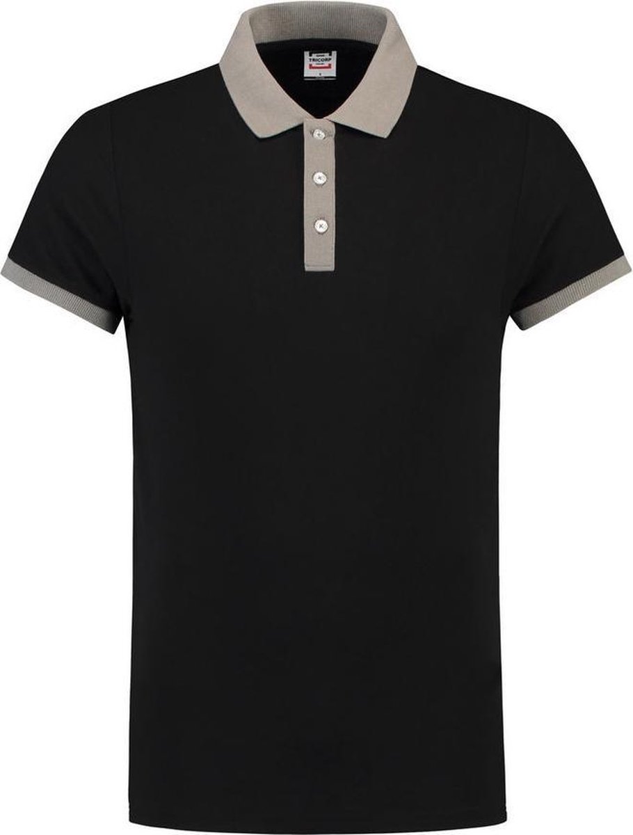 Tricorp polo bi-color fitted zwart-grijs PBF210 maat L
