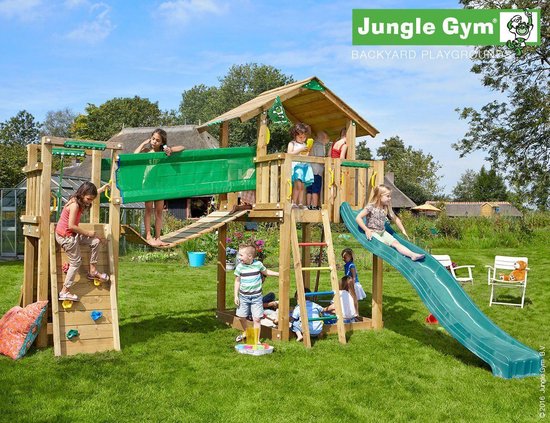 Jungle Gym - Chalet - Houten Speeltoestel voor Buiten - Met - Donkergroen bol.com