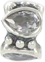 Quiges - 925 - Zilveren - Bedels -Sterling zilver - Beads - Druppelvorm Zirkonia Kraal Charm - Geschikt – voor - alle bekende merken - Armband Z378