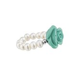 Silventi 943282679 - Zoet Water Parel Ring - turkoois Roos - Wit/ Turkoois