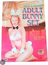 Sexy bunny set wit met oren strik staartje en armbanden