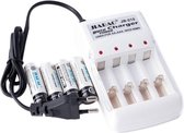 Batterijoplader AA en AAA en NiCd/NiMH – Batterijlader met 4x 5500mAh AA Oplaadbare Batterijen