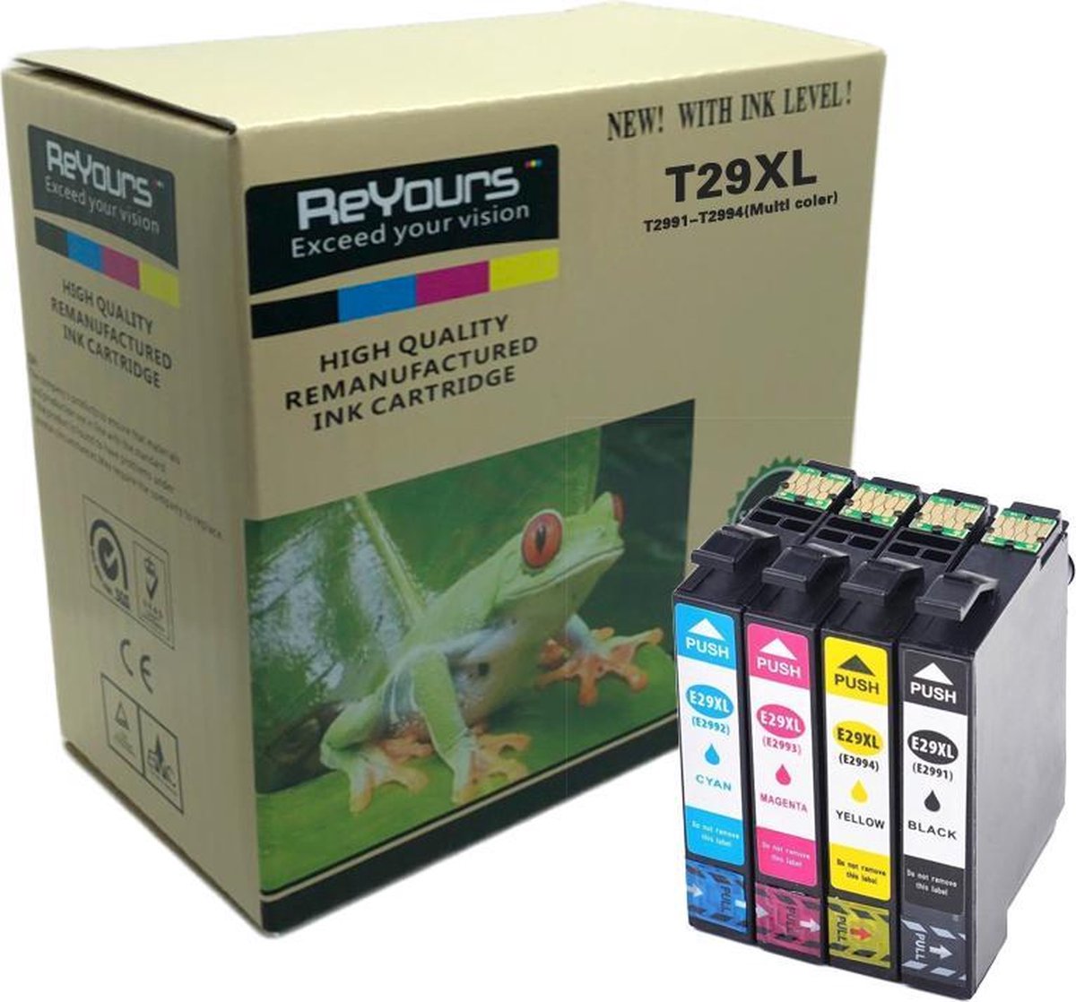 ReYours - Epson T2991 - T2994 / T2996Compatible inktcartridge / Alternatief voor de Epson 29XL T2991 T2992 T2993 T2994 Expression Home XP-235 XP-245 XP-247 XP-332 XP-335 XP-342 XP-345 XP-432 XP-435 XP-442 XP-445 - 4 pack