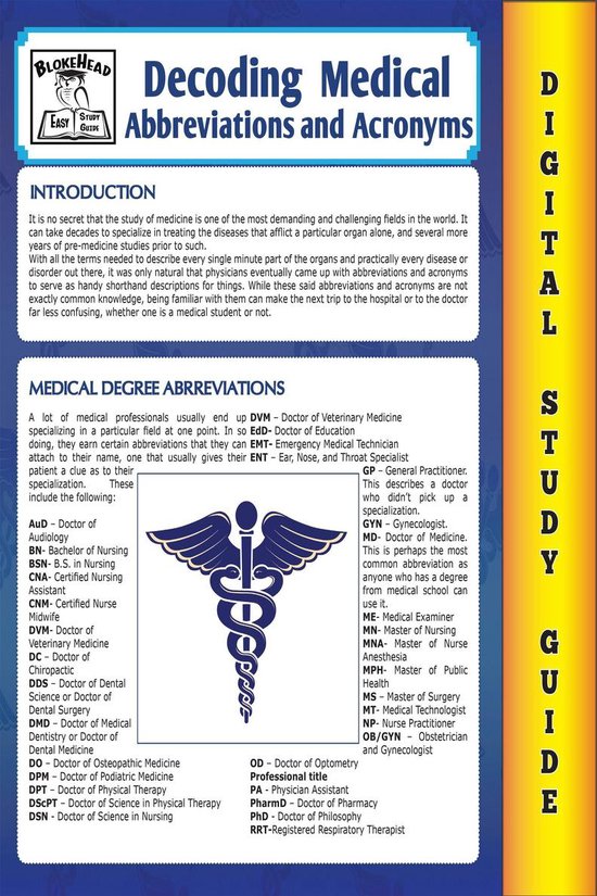 Blokehead Easy Study Guide -  Medical Abbreviations and Acro ... - cover
