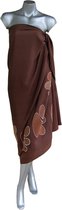 Chocoladebruine Batik Sarong, Pareo Honden- Kattenpootjes, Hamamdoek 100% Beste Kwaliteit Rayon - Viscose 115 * 180 cm