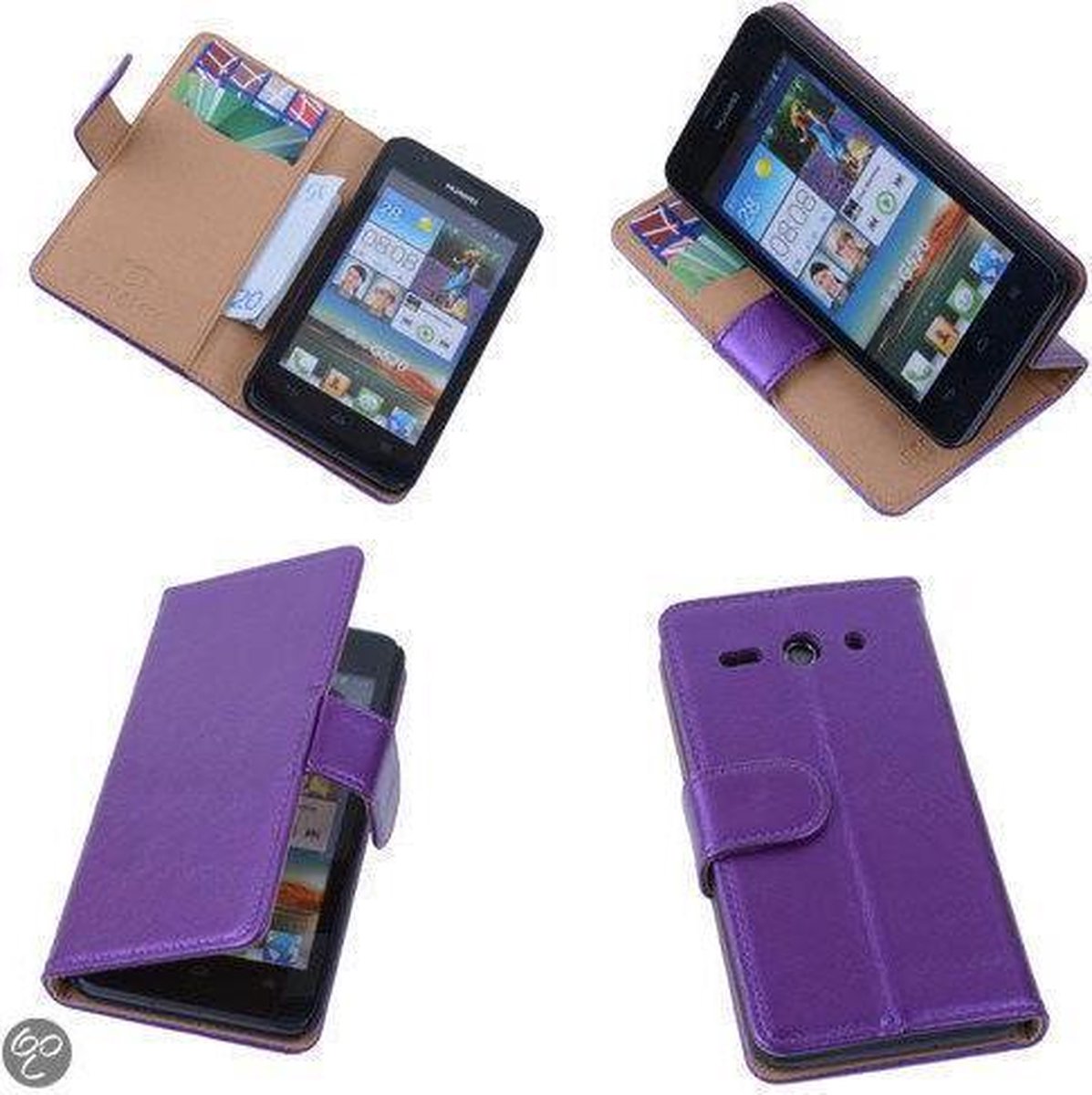 PU Leder Lila Hoesje Huawei Ascend Y530 Book/Wallet Case/Cover