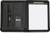 Tassia Schrijfmap - A4 Luxe Conferentiemap - Ritssluiting  - Inclusief Rekenmachine, Schrijfblok en Pen - Zwart(3108)