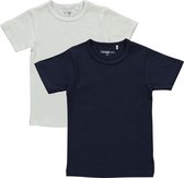 Dirkje Unisex Shirts Korte Mouwen (2stuks) Wit en Blauw - Maat 104
