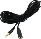 Audio Stereo Kabel 3.5 mm Mini Jack Male to Female / Auxiliary Cable / Aux / 5 Meter / Zwart
