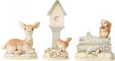 Jim Shore White Woodland set van 3 diertjes nr. 6004169  vogel, hertje  en eekhoorn