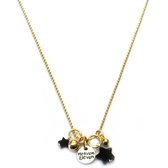 Heaven Eleven dames Ketting ballchain goud plating - zwart sterren