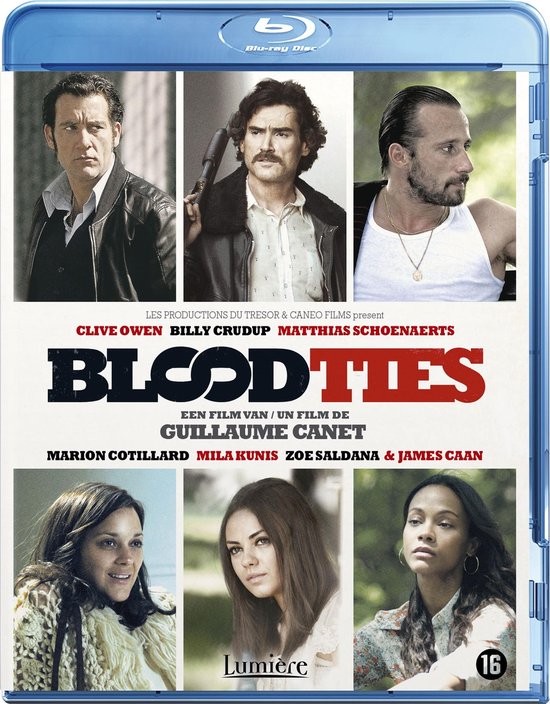 Blu-ray hoes van Blood Ties met acteurs Clive Owen, Billy Crudup, Matthias Schoenaerts, Marion Cotillard, Mila Kunis en Zoe Saldana.