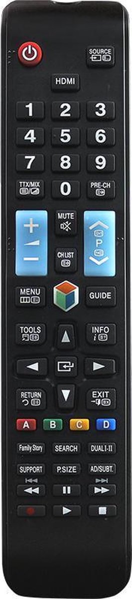 Afstandsbediening geschikt voor alle Samsung LCD / LED / SMART televisie's [ TV ] - Zwart