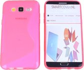 Samsung Galaxy J5 (2015) S Line Gel Silicone Case Hoesje Transparant Neon Roze Pink