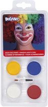 18 stuks: Set Palet schmink op waterbasis Clown - 4 potjes en 1 applicator