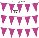6x Reuzevlaggenlijn pink 30x46 cm
