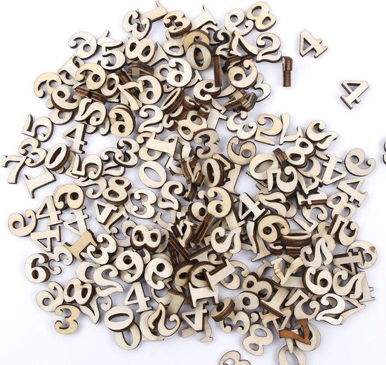 Kleine houten cijfers - mix van 200 stuks getallen van 1,5 cm - voor  scrapbooking,... | bol.com