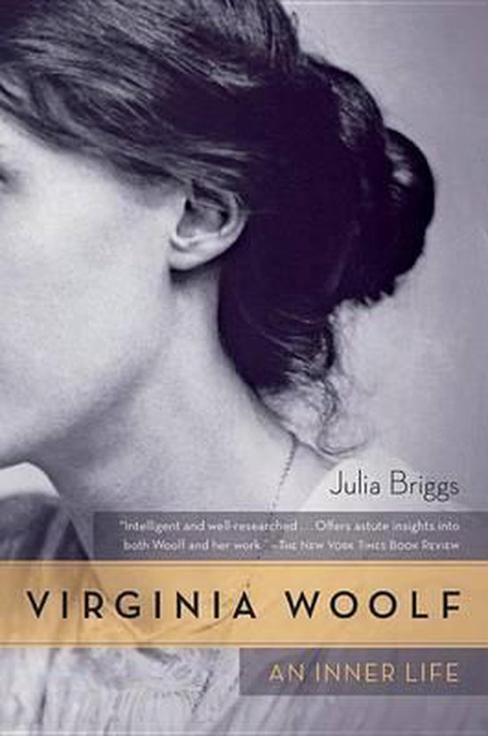 Boek "Virginia Woolf: An Inner Life" van Julia Briggs, met een portret van Virginia Woolf.