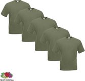 Fruit of the Loom - 5 stuks Valueweight T-shirts Ronde Hals - Olijf groen - M