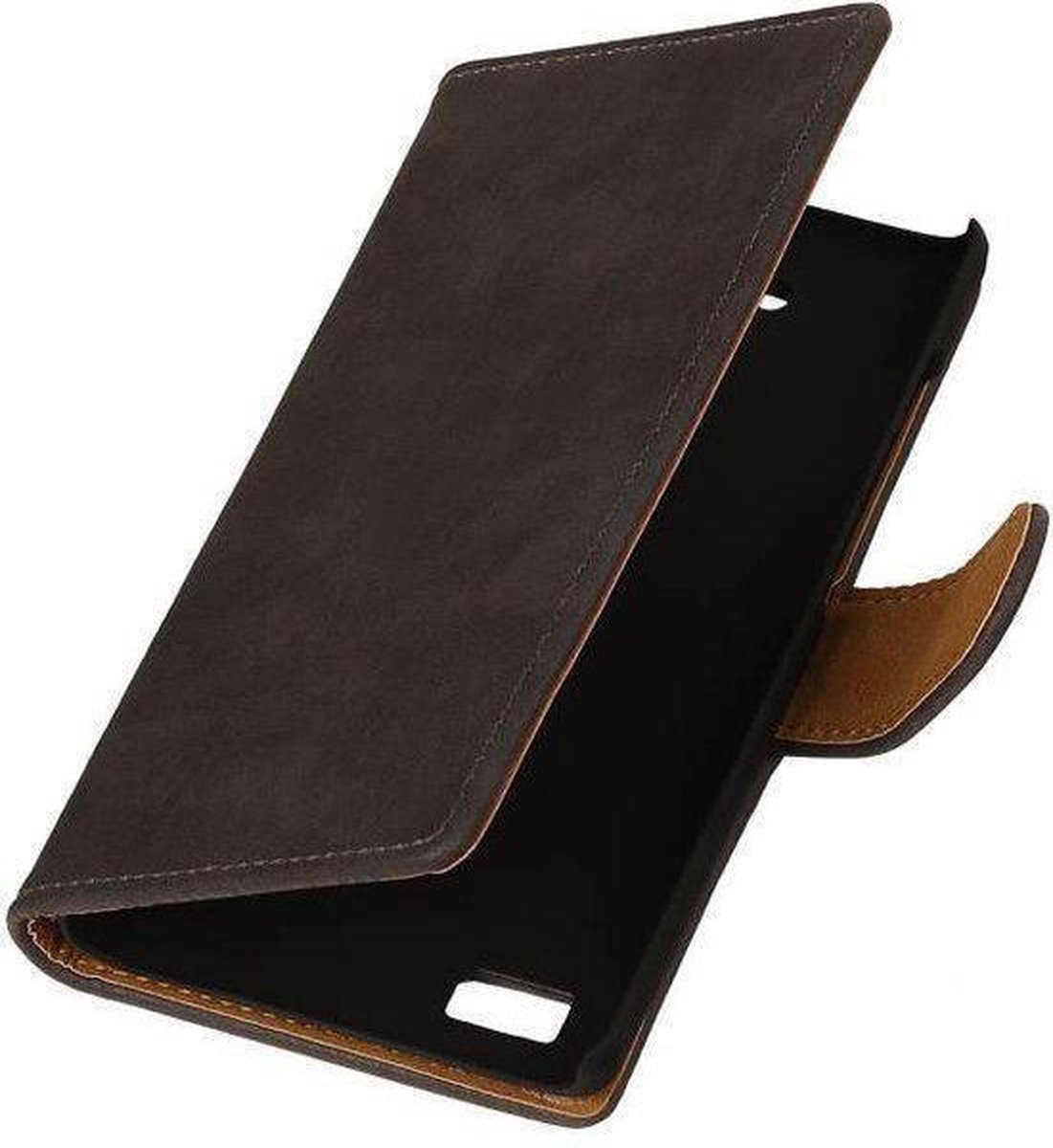 Grijs Hout Design Book Cover Hoesje Huawei Ascend Mate 7