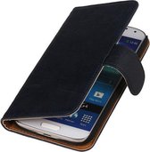 BestCases Navy Blue Echt Leer Booktype Samsung Galaxy S Duos S7562